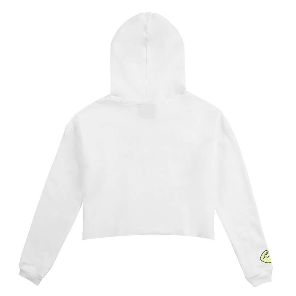 Stoked Squad Cropped Hoodie (White/Green)