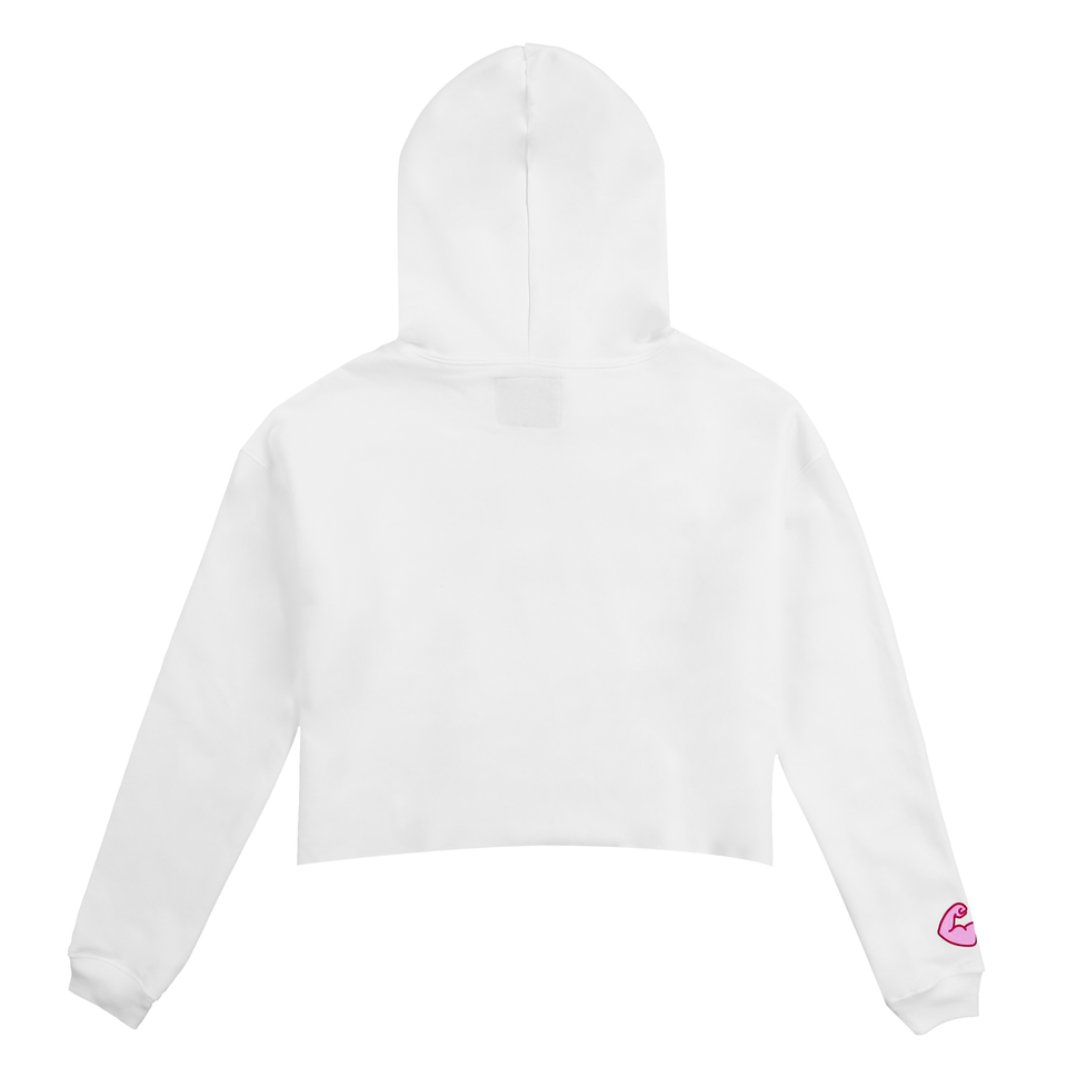 Stoked Squad Cropped Hoodie (White/Pink)
