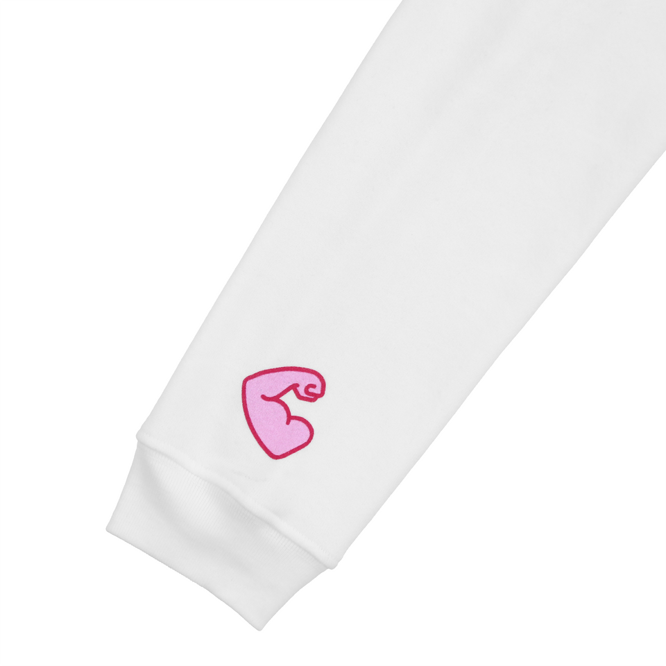 Stoked Squad Cropped Hoodie (White/Pink)