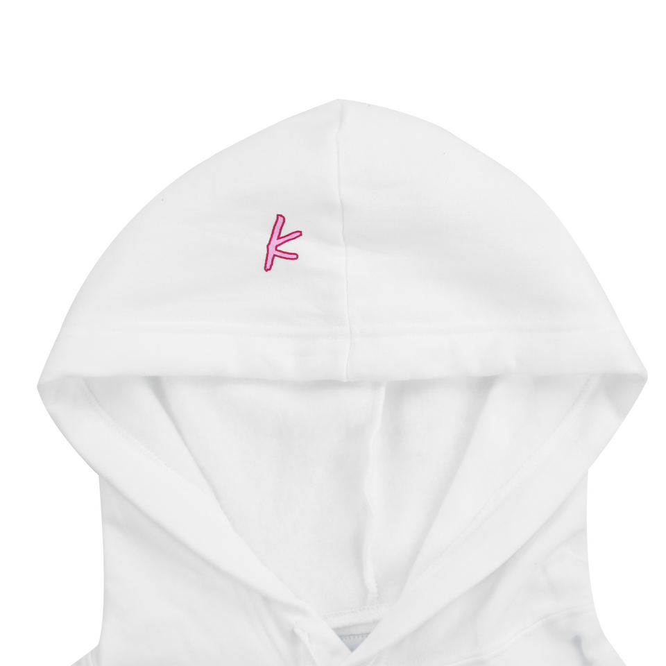 Stoked Squad Cropped Hoodie (White/Pink)