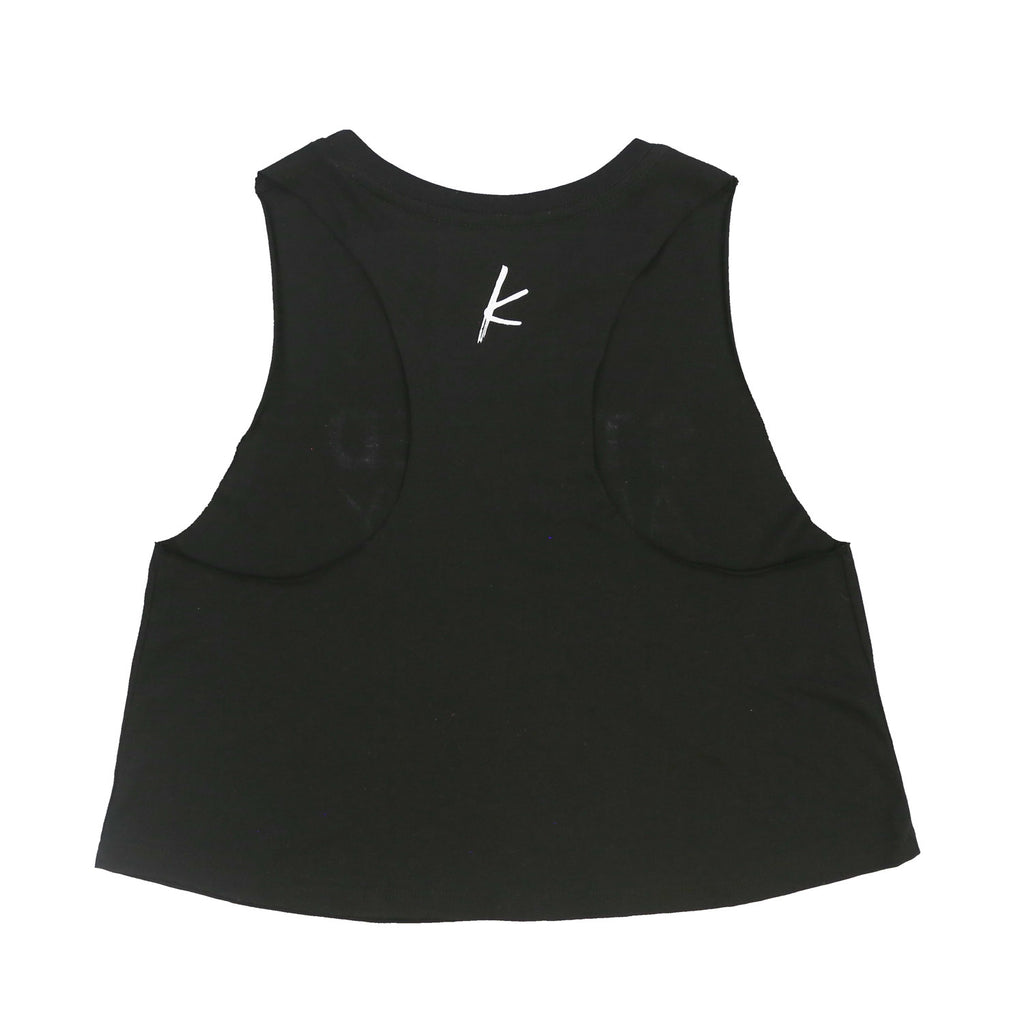 Stoked All Day Cropped Racerback Tank (Black / White) – Kira