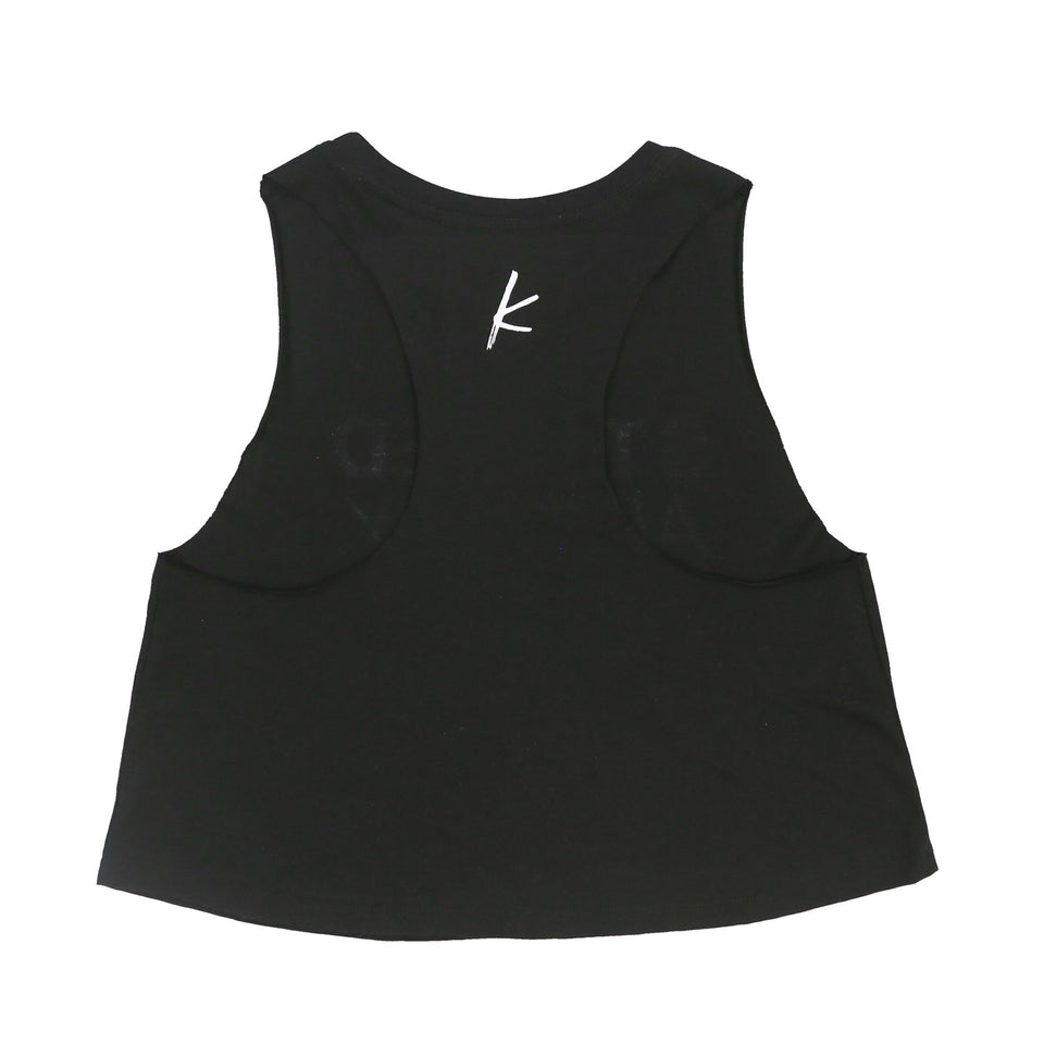 Stoked All Day Cropped Racerback Tank (Black / White)