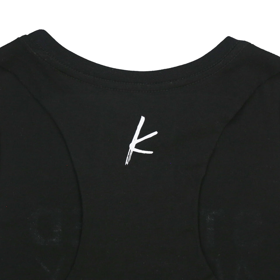 Stoked All Day Cropped Racerback Tank (Black / White)