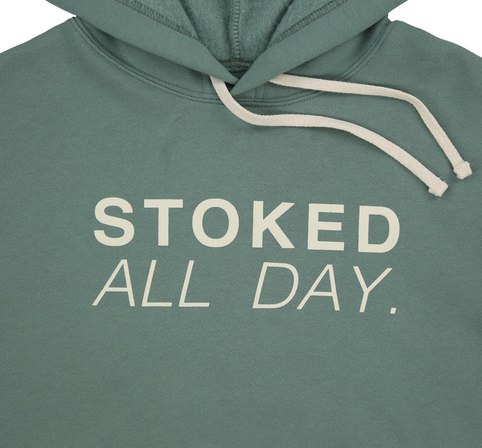 Stoked All Day Cropped Hoodie (Green / Cream)