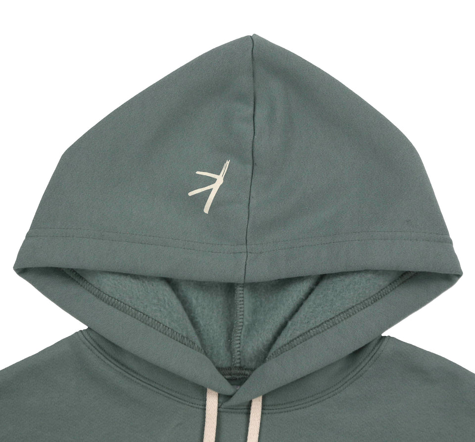 Stoked All Day Cropped Hoodie (Green / Cream)