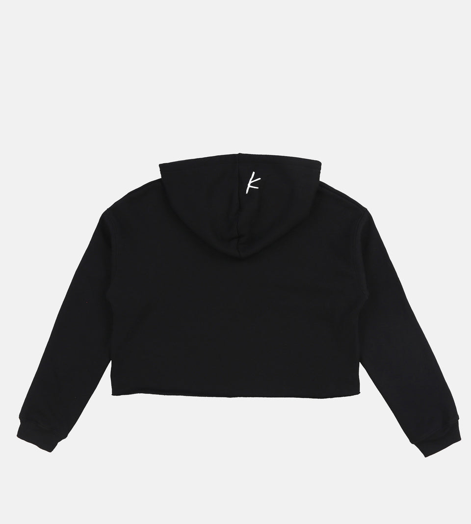 Stoked All Day Cropped Hoodie (Black)